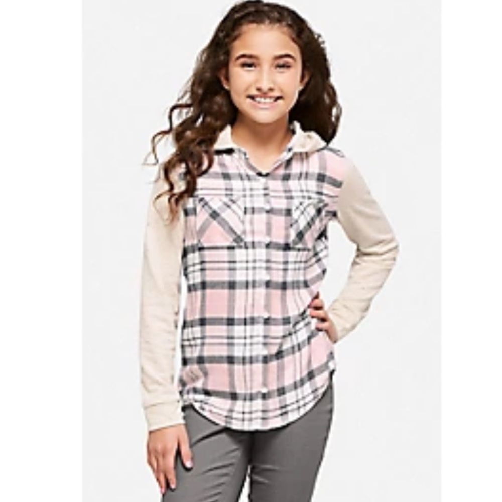Justice plaid shirt with hood